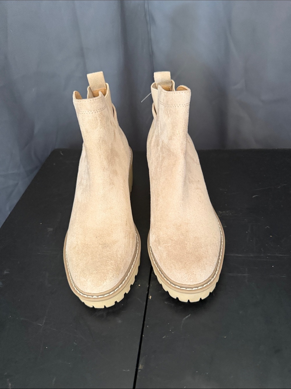 Dolce Vita Tan Suede Chelsea Lug Sole Ankle Boots